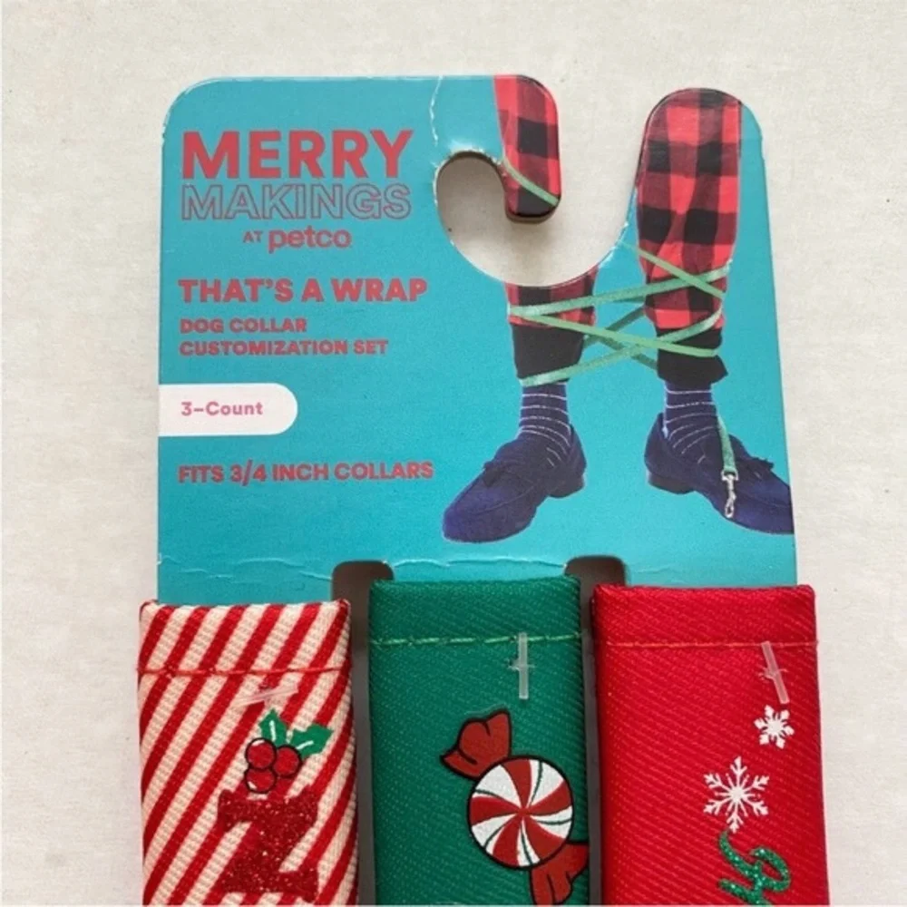 (5) Christmas Dog Collar Customization Set 3 Count Fits 3/4 Inch Collars